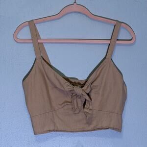 Universal Thread tan crop tie front top, junior's Medium